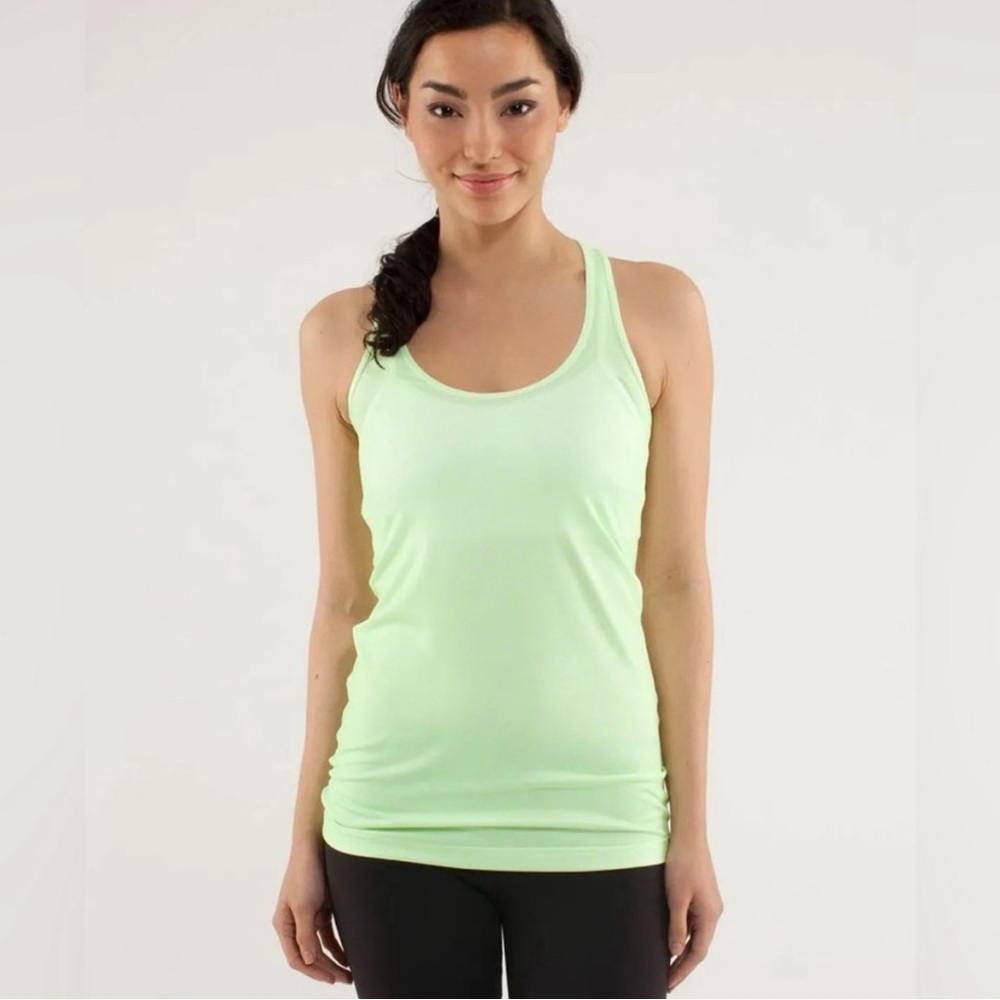 Lululemon Cool Racerback top in Neon with polka dots